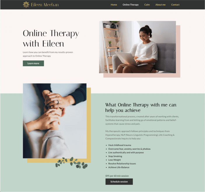 online therapist website design mockup m