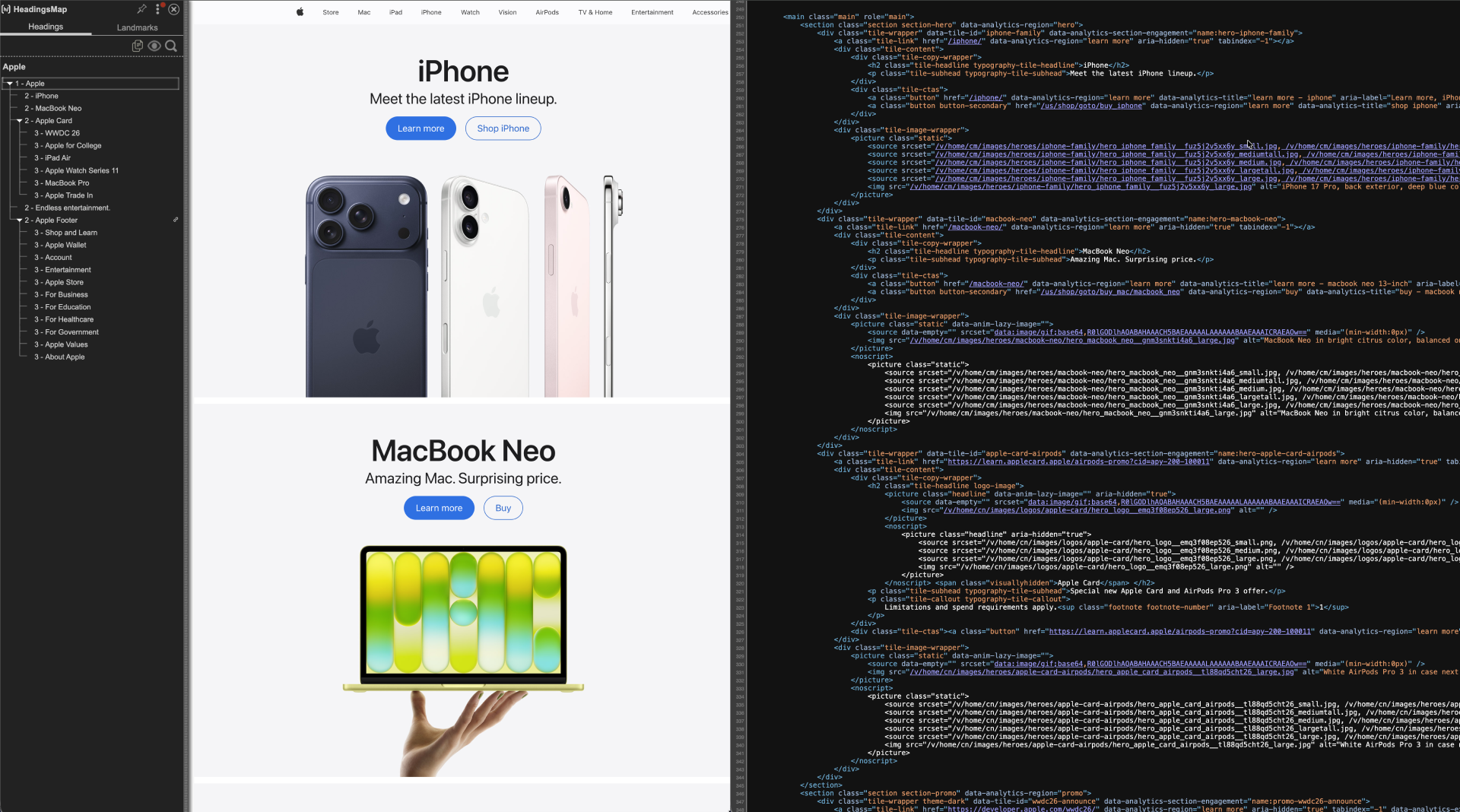 Accessibility? The shortcut to an AI-ready website 1 Example of accessibility tree structure and mark-up for Apple website