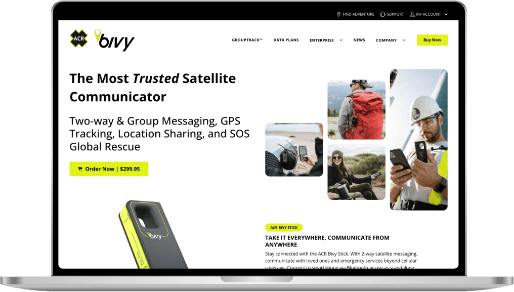 Bivy website design shown on desktop and mobile