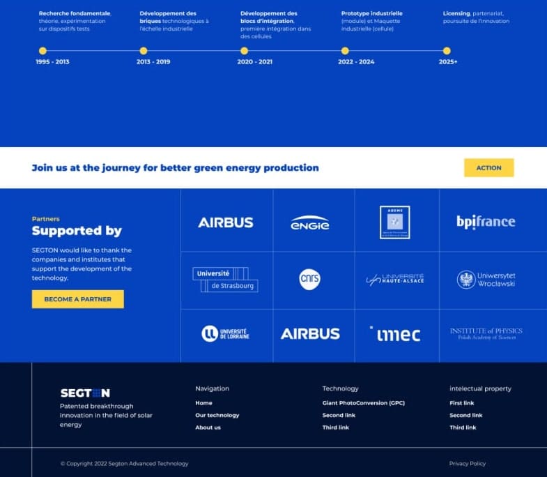 SEGTON homepage section with sustainability imagery