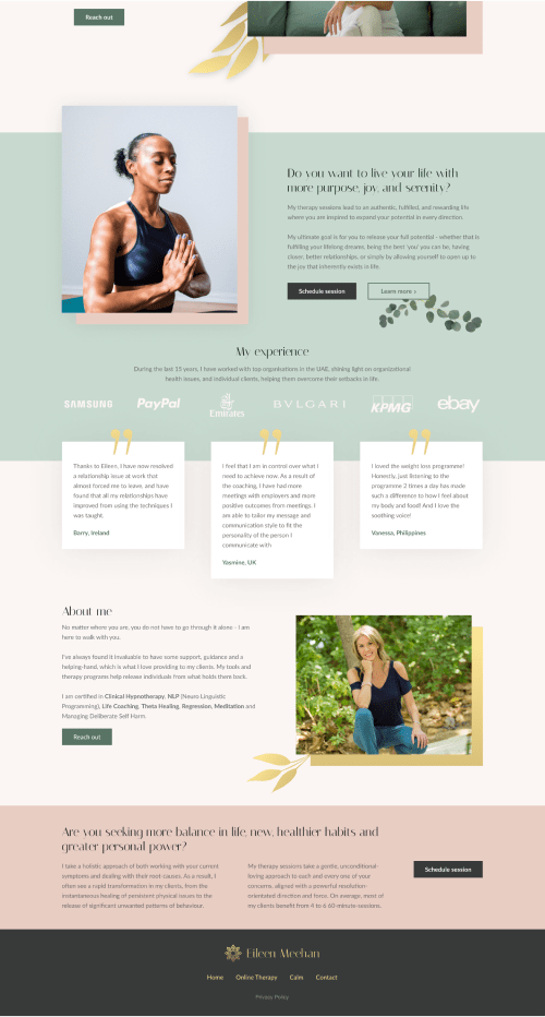 Therapy with Eileen booking system design