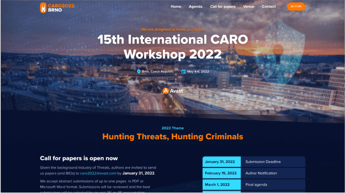 CARO2022 Workshop website shown on mobile